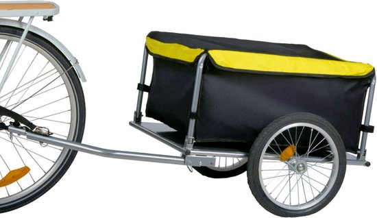 Dunlop Bicycle Trailer - Remorque pour vélo - Remorque pour vélo - Bagages pliable - Remorque pour vélo avec réflecteurs et housse de pluie ajustable - Jaune
