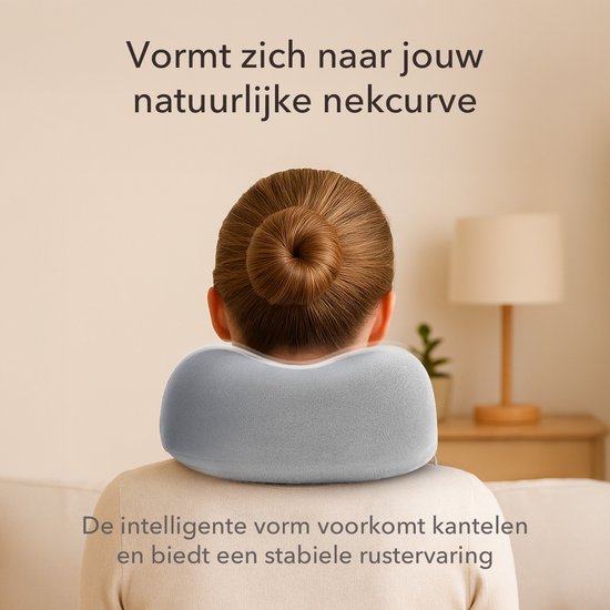 SKYCASES Travel Essentials - Oreiller de cou 3 pièces - Oreiller de voyage ergonomique en mousse à mémoire de forme avec masque pour les yeux et bouchons d'oreille - Idéal pour l'avion, la voiture et le train - Compact et luxueux - Gris clair