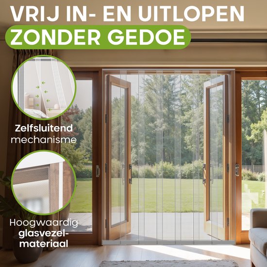 O'DADDY® Fly Curtain Slat Screen - 184x260 cm - Rideau de porte - Porte - Design ajustable - Fibre de verre - Moustiquaire de porte blanche