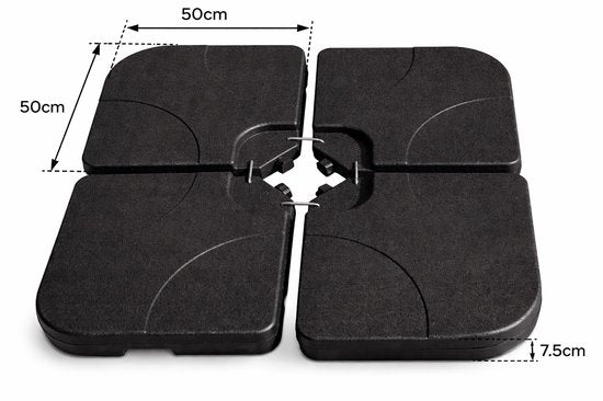 Ceruzo Parasol Tiles Set of 4 - Remplissable avec de l'eau ou du sable - Jusqu'à 80 kg - Pour Cross Base