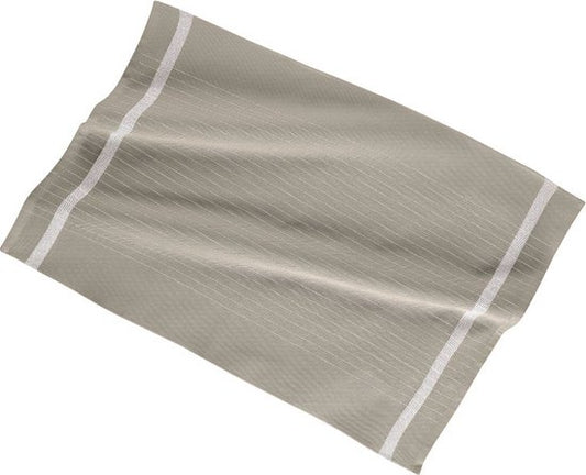 Torchon 50x70cm, set3, centre coloré rayé, taupe