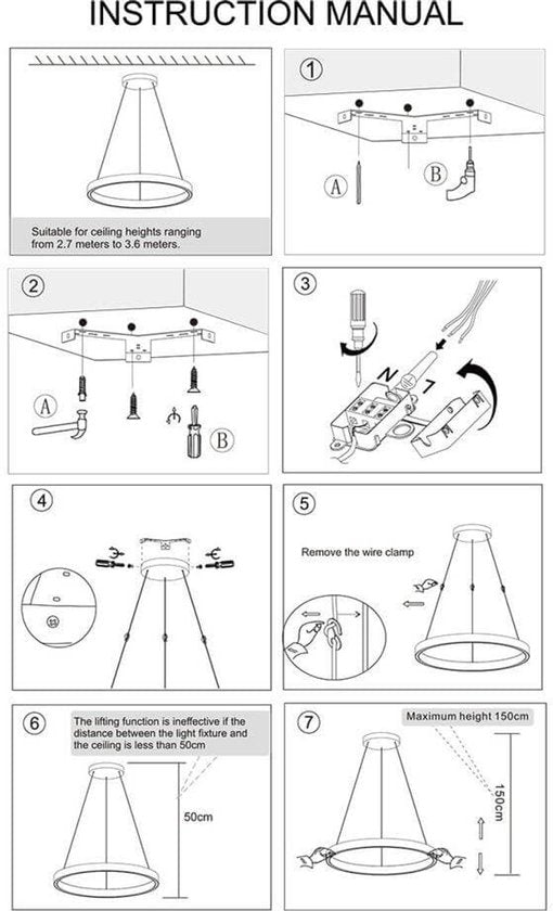 Steinhauer Exclusive - Lampe suspendue Mykty - Métal - Ø 60 cm - LED - Noir