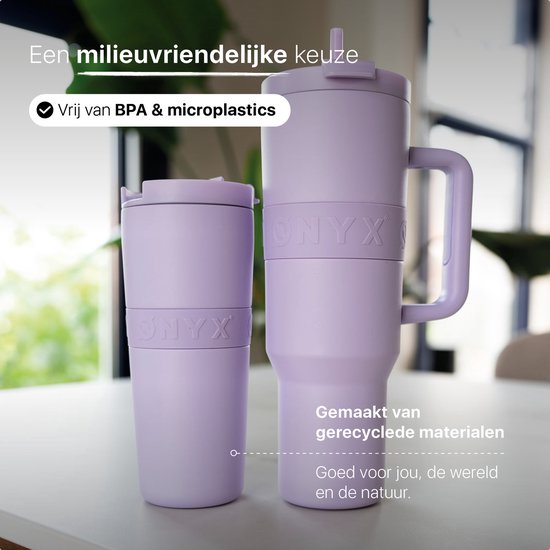 ONYX Bouteille à boire avec paille 700ML - Bouteille d'eau pour enfants et adultes - Mug Thermos Mug de voyage en acier inoxydable - Buvette de motivation - Tasse à boire pour l'école - Violet pastel