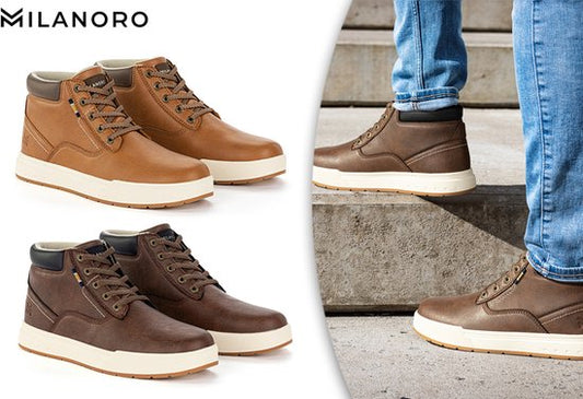 Milanoro - Baskets confortables pour homme - Cognac - Taille 42
