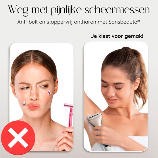 Rasoir féminin 2 en 1 avec écran - Visage - Aisselles - Jambes - Maillot - Sansbeauté® - Rasoir féminin - Epilation visage femme - Tondeuse femme - Rasoir bikini - Rechargeable par USB