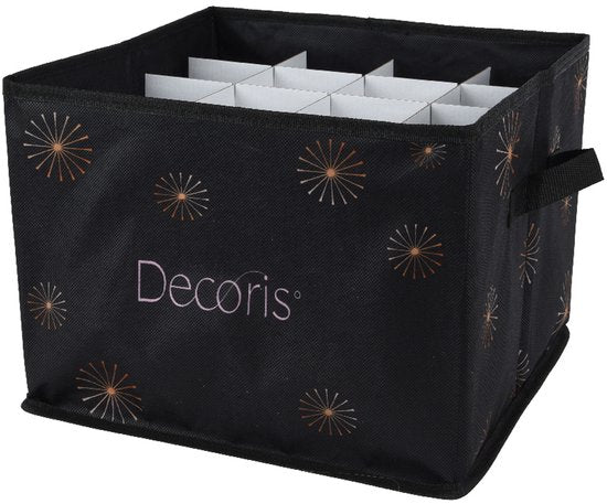 Decoris Boîte de rangement pour boules de Noël - vert - 41 x 31 x 32 cm - pliable - polyester
