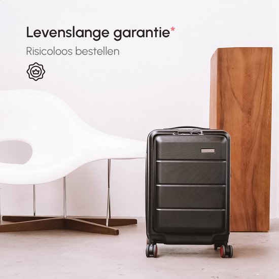 ONYX® - Bagage à main 35 L - Roues spinner - Trolley léger - Double serrure TSA - Poche avant pratique - 55 cm - Noir
