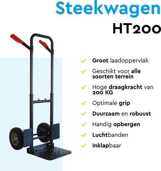 BRASQ Trolley - Capacité 200KG - Chariot de transport - Aide au transport - Pliable