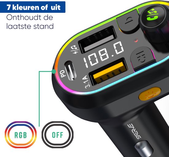 Serve Bluetooth Receiver Car - FM Transmitter - 25W Super-fast Charging - Car Car Charger USB-C Fast Charger