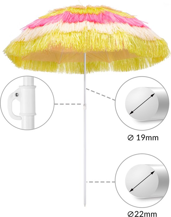 Kingsleeve Parasol Hawaii 160 cm - Inclinaison réglable - Multicolore