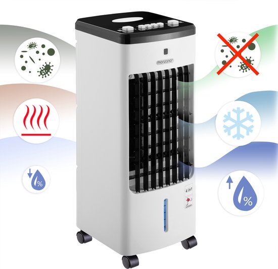 Monzana Ventilateur de climatisation mobile - 4 fonctions 3.5L - Blanc Noir