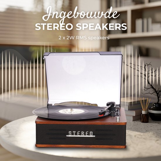 Lecteur de disques Denver - Haut-parleurs intégrés - Rétro - Arrêt automatique - Bluetooth - VPB262