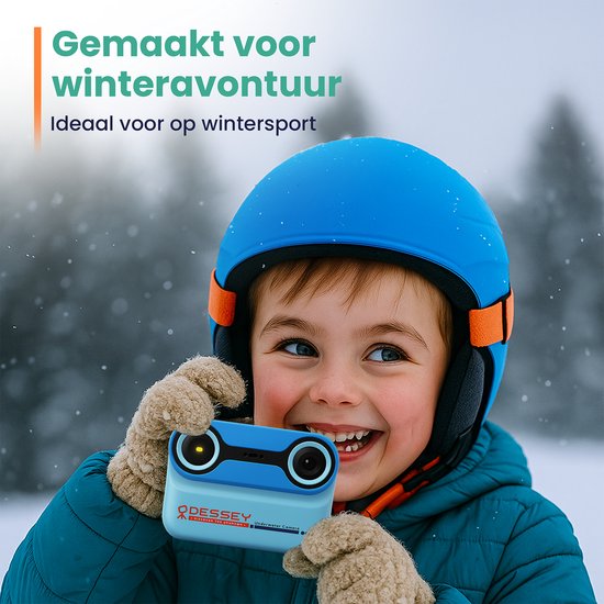 ODESSEY Caméra étanche pour enfants - avec trépied - Full HD - Caméra selfie - Carte SD 32 Go - Photo - Vidéo - Jeux - Caméra numérique pour enfants - Caméra photo pour enfants - Bleu