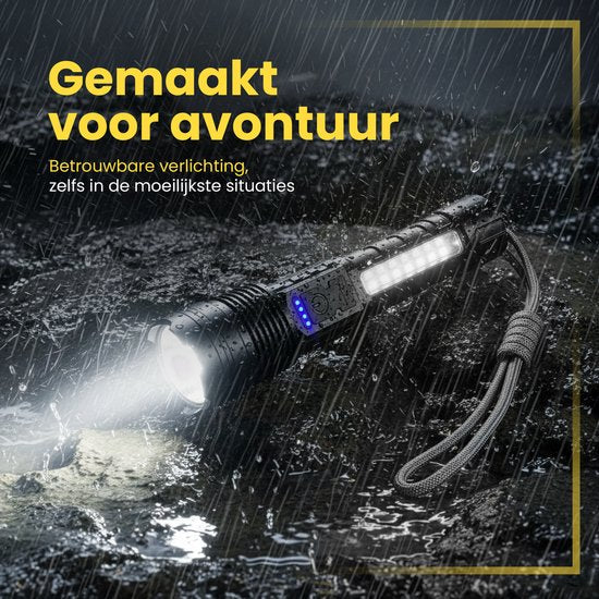 ODESSEY Lampe de poche tactique - LED rechargeable - éclairage COB - avec dragonne - Lampe de poche militaire - Lampes de poche - Enfant - Noir