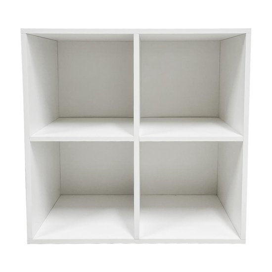 Meuble de rangement pour disques vinyles - rangement disques vinyles lp - bibliothèque - 4 compartiments - blanc