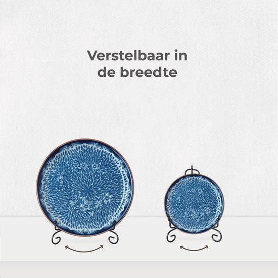 Support d'assiettes Luft - 2 packs - Assiettes et livres - Présentoir - Standard - Support - Support - Rack - Cintre - Assiettes décoratives - Livre de cuisine - Noir - Métal