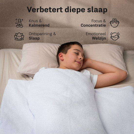 Couverture lestée CozySense® Enfant 2,4 kg - Couverture lestée - Couverture lestée avec répartition de la pression GLASS-Flow® - Housse lavable - Hypoallergénique - Blanc