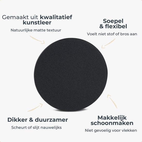 Castagnola Sous-verres en faux cuir - Sous-verres pour verres - Sous-verres design avec support - Sous-verres en cuir - Cuir - Lot de 10 - Noir