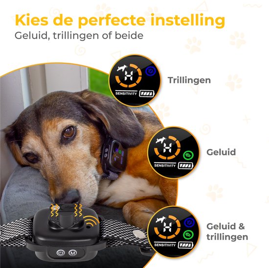 Nuvance Collier anti-aboiement digital - Dispositif anti-aboiement sans choc - Rechargeable - Collier anti-aboiement pour chiens et chiots - 6 étapes
