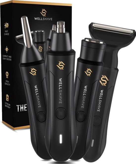 Wellshave 4 in 1 Nose Trimmer Ultimate - Tondeuse à sourcils et à poils d'oreilles tout-en-un - Tondeuse à poils de nez pour hommes - Tondeuse à sourcils