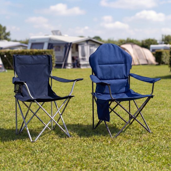 TRVLMORE Chaises de camping XXL - pliables - 2-Pack - Capacité de charge 160KG - Sac de transport inclus - Chaise pliante - Chaise de pêche - Chaise de camping - Chaise pliante - Bleu