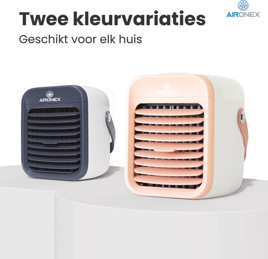Rafraîchisseur d'air portable rose - Rafraîchisseur d'air sans fil avec réservoir d'eau par Aironex - Fonction d'humidification - Rafraîchisseur d'air sans climatisation - Ventilateur de table - Support de ventilateur - Augmentez votre productivité et vot