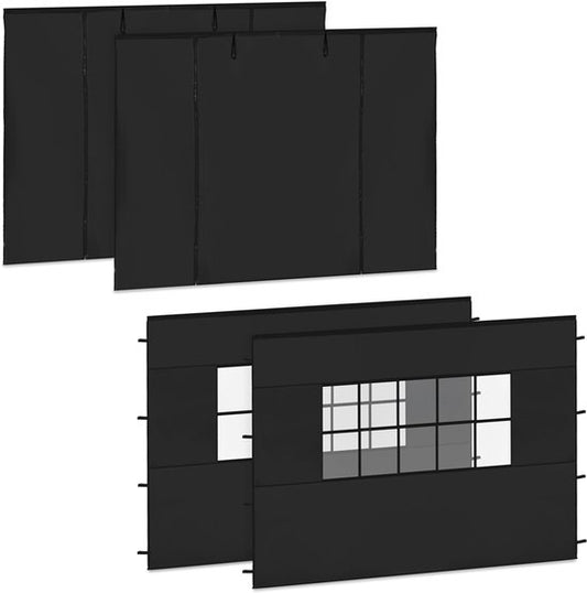 VONROC Jeu de parois latérales - Pour tente de réception Premium PT501XX - Imperméable - Protection UV 50+ - Noir