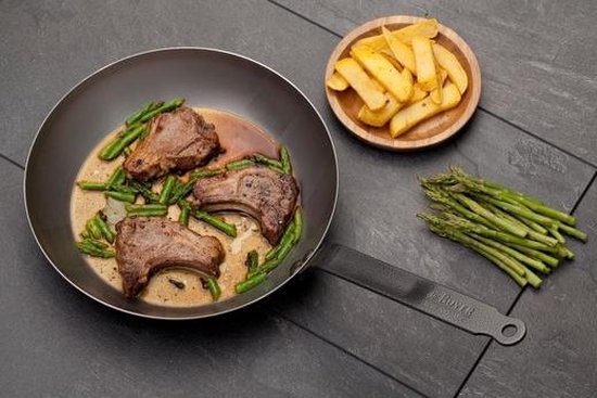 Poêle en acier De Buyer Ø 24cm - sans PFAO & PTFE - Pas d'induction - Revêtement antiadhésif en cire naturelle