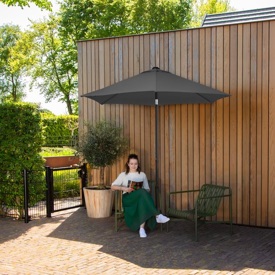 Parasol Premium - VONROC - Ø200cm - Toile résistante aux UV - Housse de protection incluse - Gris