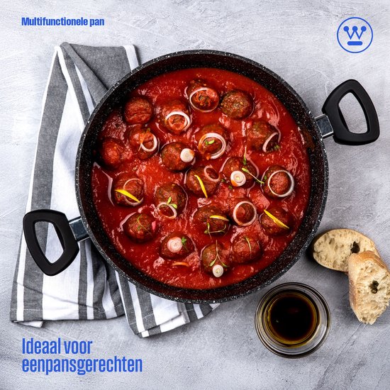 Casserole Westinghouse - Ø 28 cm - Induction - Sans PFOA - Couvercle inclus - Marbre noir