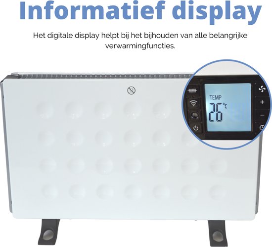 Perel Smart Convector heater, pour l'intérieur, trois niveaux de chaleur, 2000 W