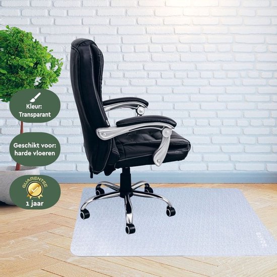 BRASQ Tapis de chaise rectangulaire CM100 - Transparent - 90x120 cm - PVC de haute qualité - Protection des sols durs