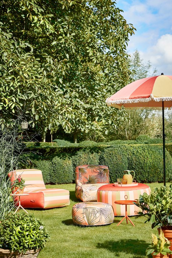 Mica Decorations Novia Pouf gonflable rayé - H37 x Ø80 cm - Orange