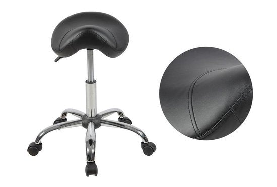 Tabouret selle noir - tabouret de coiffeur - ergonomique - pour dos droit - tabouret