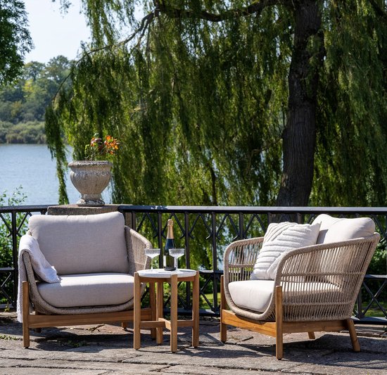 Fauteuil Marron/Beige - Bois d'acacia & Textile - 78,5x86x72 cm - Fauteuil Terracina - House Nordic