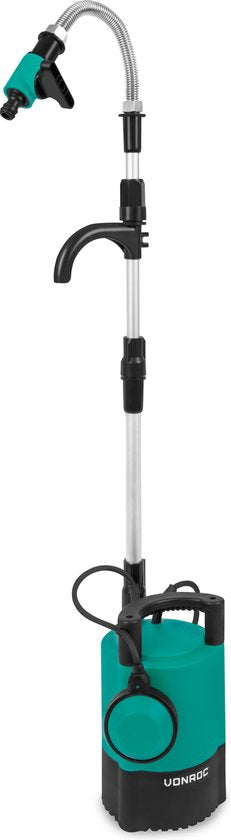 Pompe pour tonneau de pluie - VONROC - 400W - 5200 lt/h - avec protection contre la marche à sec - flotteur réglable - connecteur universel pour tuyau d'arrosage - câble de 10 mètres