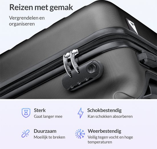 Nohrd Hand Luggage Suitcase - Black - Travel Suitcase with Wheels - 55x35x20 cm - Hand Luggage Trolley Lightweight - Travel Suitcases - Wheeled Trolley - Suitcases
