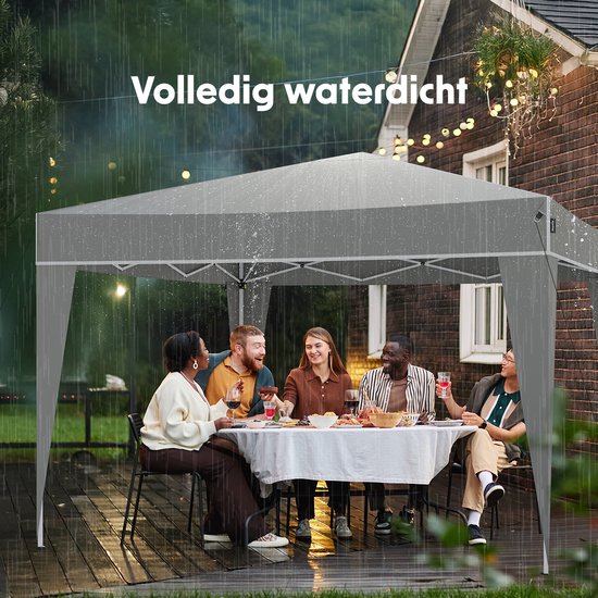 LifeGoods Party Tent Plus - Tente pliante - 3x3 m - Montage facile - Armature renforcée - Imperméable - Sac de transport - Gris