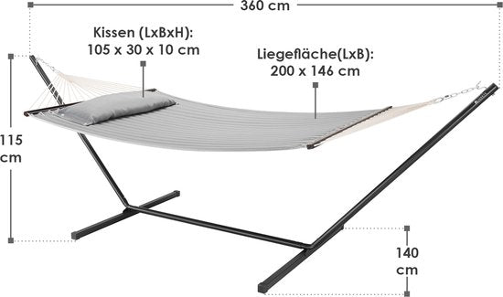 Juskys Hamac Cata - Light Grey - Base et coussin inclus