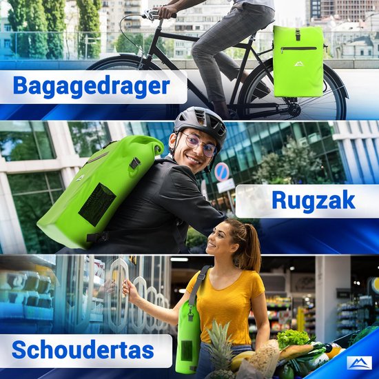 Nextcover 3in1 Bicycle Bag Single for Carrier [PVC free] | Waterproof Bicycle Bag, Backpack and Shoulder Bag 25L | Ideal for Laptop and Weekly Purchases | Bicycle Bag Single | Bicycle Bags