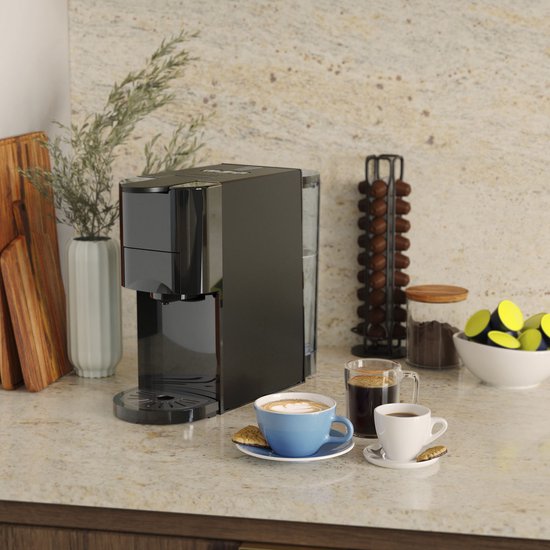 Princess 249454 Machine à café multi-capsules - 4 en 1 - Convient aux capsules Nespresso - Dolce Gusto - Noir / Argent