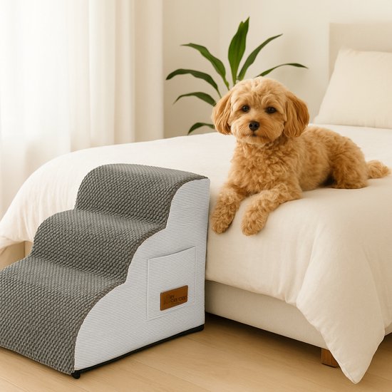 By Cee Cee Marchepieds pour chiens - Marchepieds robustes - Marchepieds pour chiens - 3 marches - 40x57x40cm - Gris - Odi