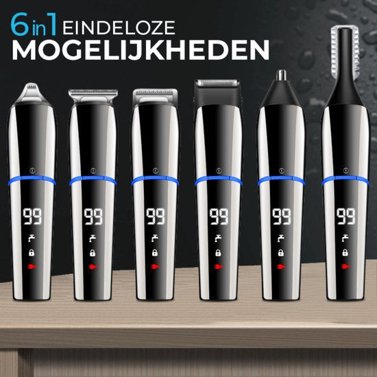 Vertrex 6 in 1 Beard Trimmer Pro+ Bodygroomer Men - Nose trimmer - Clippers - Shaver - Trimmer Beard and Body