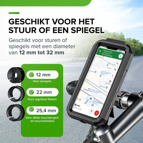 Support de téléphone pour vélo - iSetchi - Étanche - Anti-choc - Noir