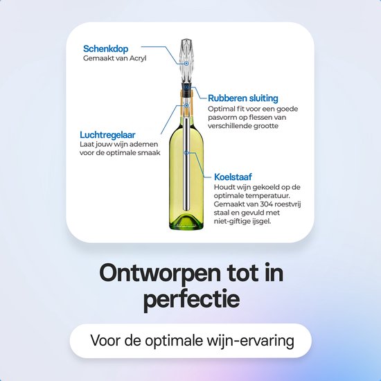Bâton rafraîchisseur de vin Roegaarden - Rafraîchisseurs de vin - Bec verseur inclus - Bouchon inclus