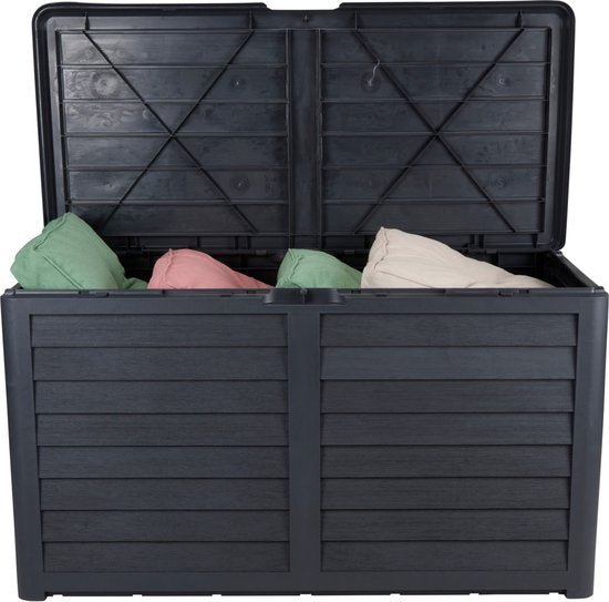 Lifetime Garden Boîte à coussins 420L - Boîte de rangement avec couvercle 117,3 x 65,3 x 54,8 cm - Boîte de jardin avec option de verrouillage - Utilisation dans le jardin et le garage - Boîte à coussins pour l'extérieur - Noir