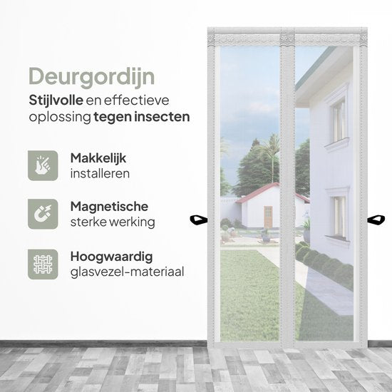 O'DADDY Rideau de porte Deluxe FIBER - Rideau à lames magnétiques - Pour les nouvelles constructions et les portes standard - Installation facile - Blanc Hor - 100x240 cm