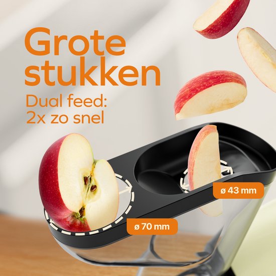 KitchenBrothers Slowjuicer XL - Presse-agrumes - Presse-légumes et fruits - alimentation 43 mm et 70 mm - 500 ml - Champagne