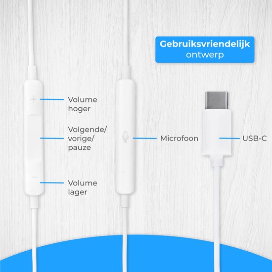 Nuvance - Ecouteurs intra-auriculaires avec fil - USB-C - Plastique blanc - Avec microphone et contrôle en ligne - Son clair et port confortable - Pour smartphones modernes