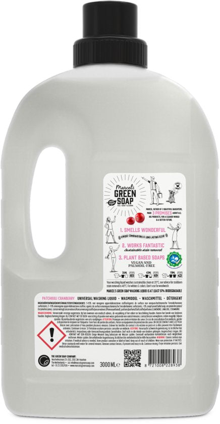 Marcel's Green Soap Universal Detergent Patchouli & Cranberry - 3 litres - 69 lavages